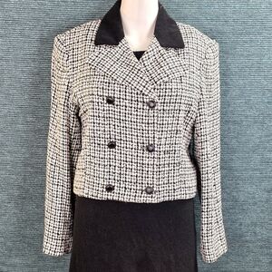 Vintage Express Compagnie Internationale Cropped Tweed Double Breasted Blazer